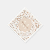 Moderne Tan Bloemige Dames Monogram Met Naam Servet (Hoek)