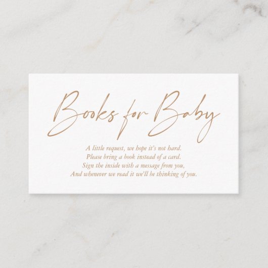 Moderne Tan Brown Handwritings boeken voor Baby Informatiekaartje (Voorkant)