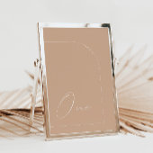 Moderne Tan Calligraphy One Table Number Kaart