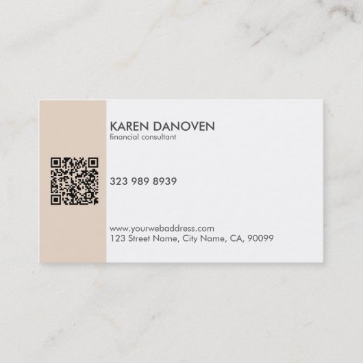 Moderne Tan en Wit Monogram Professioneel Visitekaartje (Achterkant)