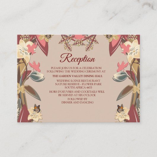 Moderne Tan - Marsala-wijntinten Informatiekaartje (Voorkant)