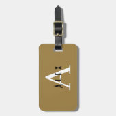 Moderne Tan Monogram Naam + Initiaal Bagagelabel (Voorkant verticaal)