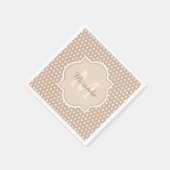 Moderne Tan Polka Dots met monogram en naam Servet (Hoek)