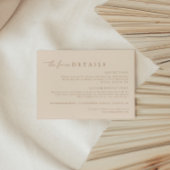 Moderne Tan Script bruiloft details Informatiekaartje