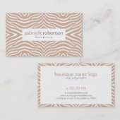 Moderne Tan & White Zebra Animal Print Visitekaartje (Voorkant / Achterkant)