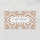 Moderne Tan & White Zebra Animal Print Visitekaartje (Voorkant)