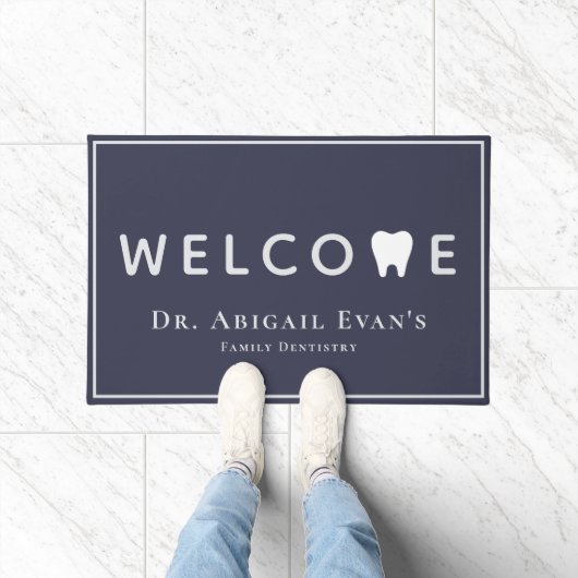 Moderne Tand Icon Marine Blauwe Tandheelkunde Welk Deurmat (Binnen)