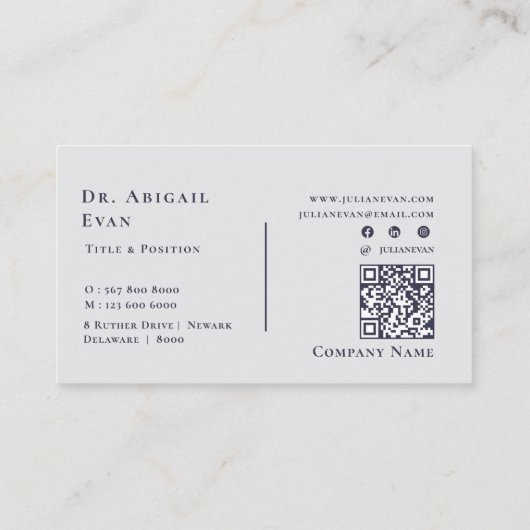 Moderne Tand Icon Professionele Marine Blauwe Tand Visitekaartje (Achterkant)