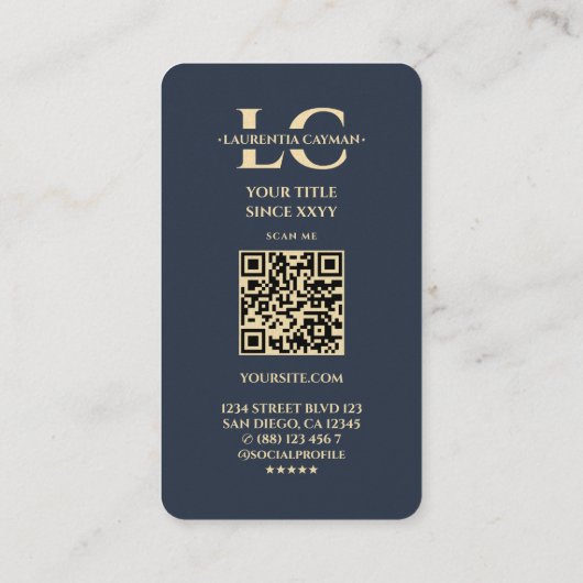 Moderne Tandarts Goud Houtskool Blauw Tandheelkund Visitekaartje (Achterkant)