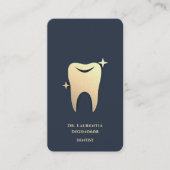 Moderne Tandarts Goud Houtskool Blauw Tandheelkund Visitekaartje (Voorkant)