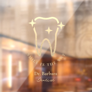 Moderne Tandarts Gouden Tand Sticky sticks Raamsticker