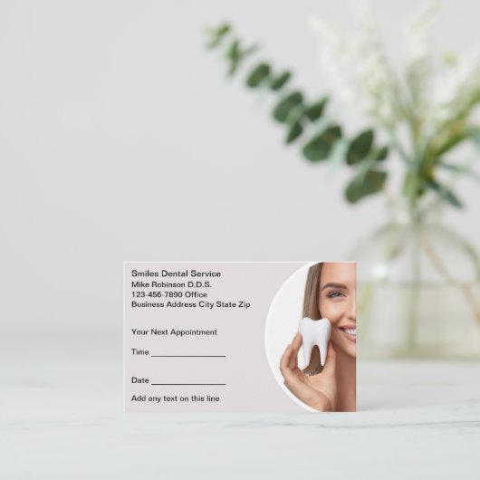 Moderne Tandarts Kantoor Afspraakkaarten Budget Afsprakenkaartje (Staand voorkant)