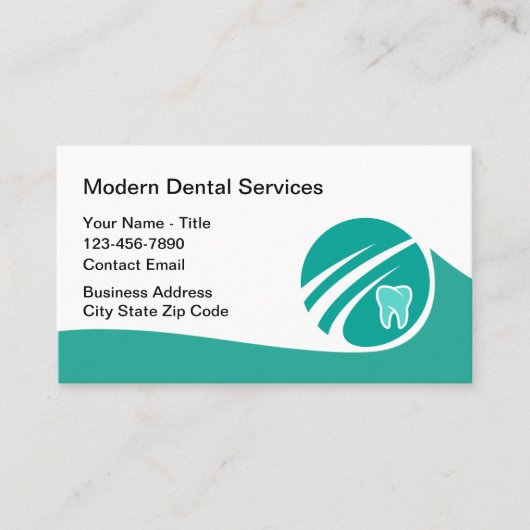 Moderne Tandarts Kantoor Blauwgroen Afspraakkaarte Visitekaartje (Voorkant)