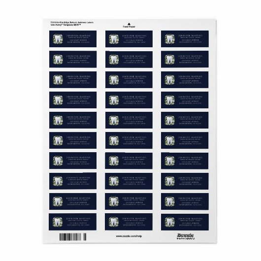 Moderne tandarts Logo Etiket (Full Sheet)