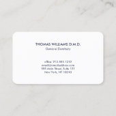 Moderne Tandarts Logo op Navy Blue Visitekaartje (Achterkant)