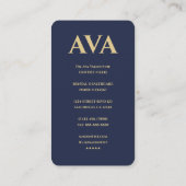 Moderne tandarts orthodontist blauw goud visitekaartje (Achterkant)