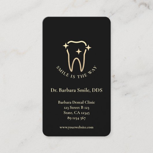 Moderne tandarts orthodontist Tandheelkundig Zwart Visitekaartje (Voorkant)