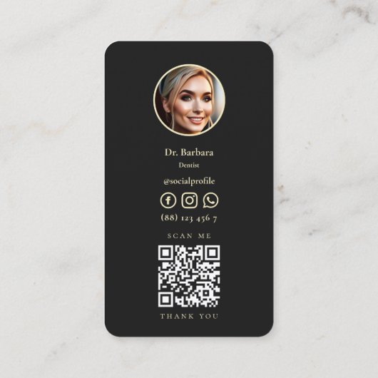 MODERNE TANDARTS ORTHODONTIST ZWART GOUD VISITEKAARTJE (Achterkant)