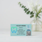 Moderne Tandarts QR-code Services Mintblauw Visitekaartje (Staand voorkant)