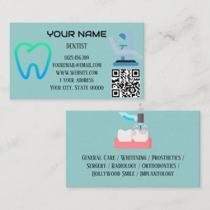 Moderne Tandarts QR-code Services Mintblauw Visitekaartje
