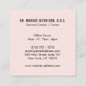 Moderne tandarts Tanden Zwart Logo op Roze Vierkante Visitekaartje (Achterkant)