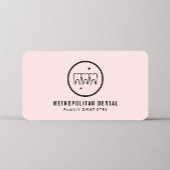 Moderne tandarts Tanden Zwart Logo op Roze Visitekaartje