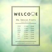 Moderne Tandartszaak Openingsuren Tand Logo Raamsticker (Vel 3)