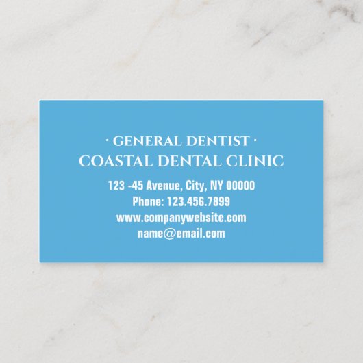 Moderne Tanden Tandarts Assistent Kliniek Tand Visitekaartje (Achterkant)