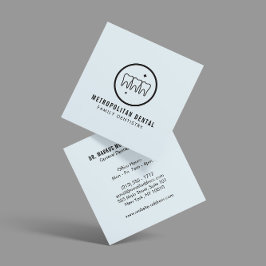 Moderne Tanden Tanden Zwart Logo op Blauw Vierkante Visitekaartje