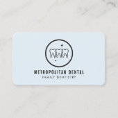 Moderne Tanden Tanden Zwart Logo op Blauw Visitekaartje (Voorkant)