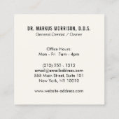 Moderne Tanden Tanden Zwart Logo op Ivoor Vierkante Visitekaartje (Achterkant)