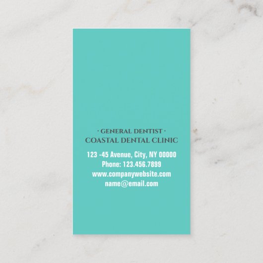Moderne tanden tandheelkundige assistent kliniek t visitekaartje (Achterkant)
