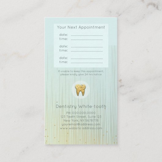 Moderne tandheelkundige benoeming aqua Gold Visitekaartje (Achterkant)