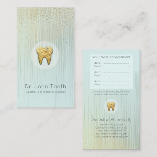 Moderne tandheelkundige benoeming aqua Gold Visitekaartje (Voorkant / Achterkant)