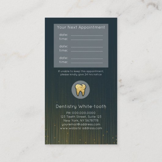 Moderne tandheelkundige benoeming Blue Gold Visitekaartje (Achterkant)