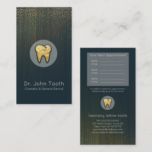 Moderne tandheelkundige benoeming Blue Gold Visitekaartje (Voorkant / Achterkant)