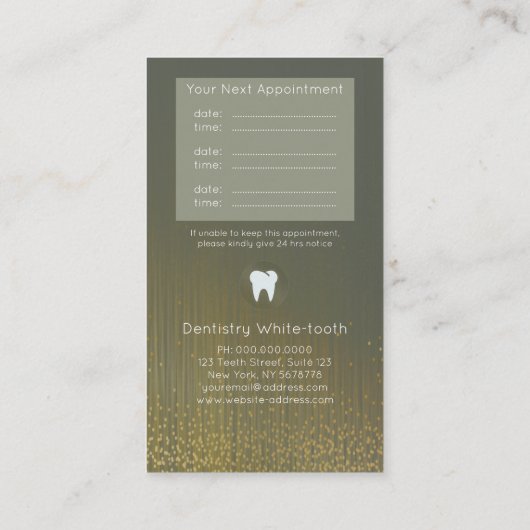 Moderne tandheelkundige Benoeming Groen goud Visitekaartje (Achterkant)