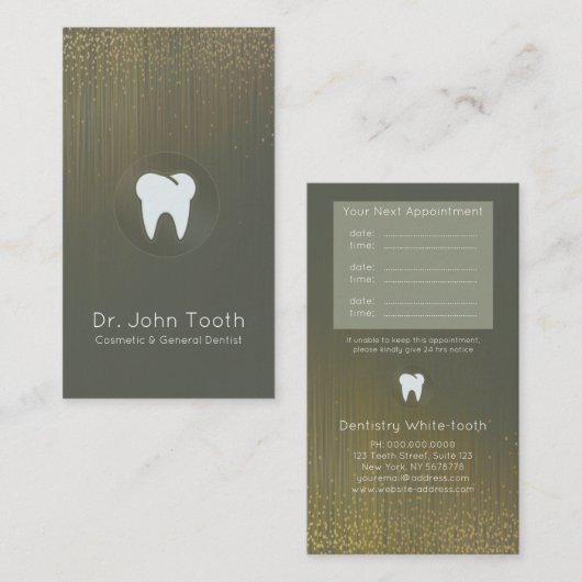 Moderne tandheelkundige Benoeming Groen goud Visitekaartje (Voorkant / Achterkant)