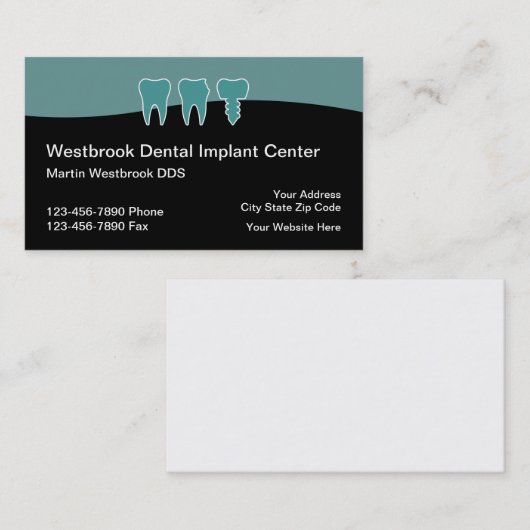 Moderne tandheelkundige implantaten Medische Visit Visitekaartje (Voorkant / Achterkant)