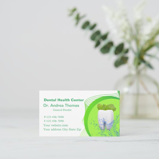 Moderne tandheelkundige Logo Mint Afspraak Bedrijf Afsprakenkaartje (Staand voorkant)