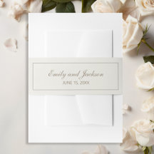 Moderne Tane Crème Script Bruidsband