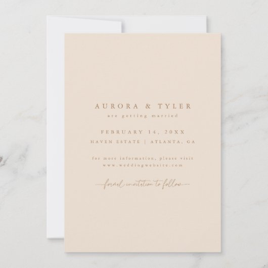 Moderne Tane Script Foto Bruiloft Save The Date (Achterkant)