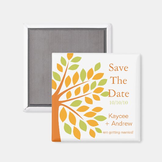 Moderne tangerine boom bewaar de datum magneet (Voorkant / Achterkant)