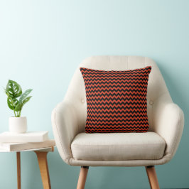 Moderne Tangerine Oranje Rode Chevron Strepen Kussen