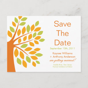Moderne Tangerine Tree Save the Date POST KAART! Aankondigingskaart