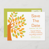 Moderne Tangerine Tree Save the Date POST KAART! Aankondigingskaart (Voorkant / Achterkant)