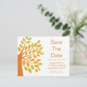 Moderne Tangerine Tree Save the Date POST KAART! Aankondigingskaart (Staand voorkant)