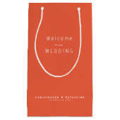 Moderne Tangerine Trouwgunst Namen & Datum Klein Cadeauzakje (Voorkant)