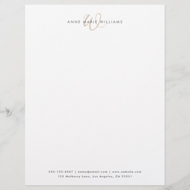 Moderne Tannenschrift Monogram Briefhoofd (Voorkant)