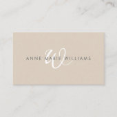 Moderne Tannige Witte Script Monogram QR Code Visitekaartje (Voorkant)